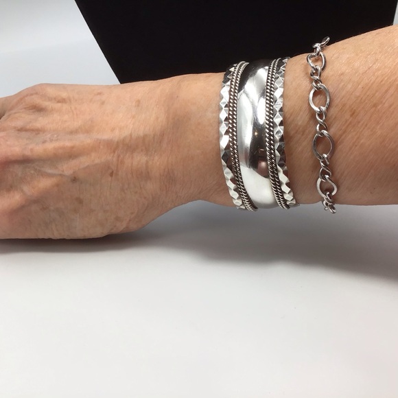 Tahe Sterling Silver Cuff Bracelet 33 Gms Size 6.5 - Picture 11 of 12